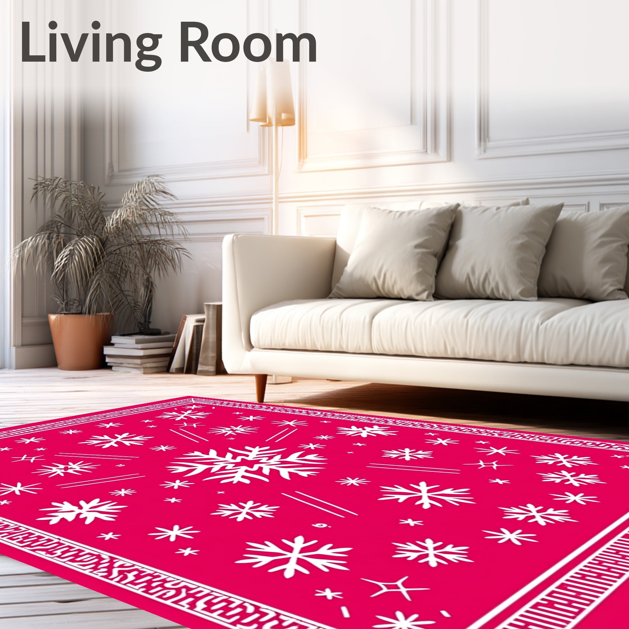 Pink Snowflake Winter Wonderland Scatters Rug