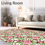 Whimsical Pink Floral Vine Garden Rug