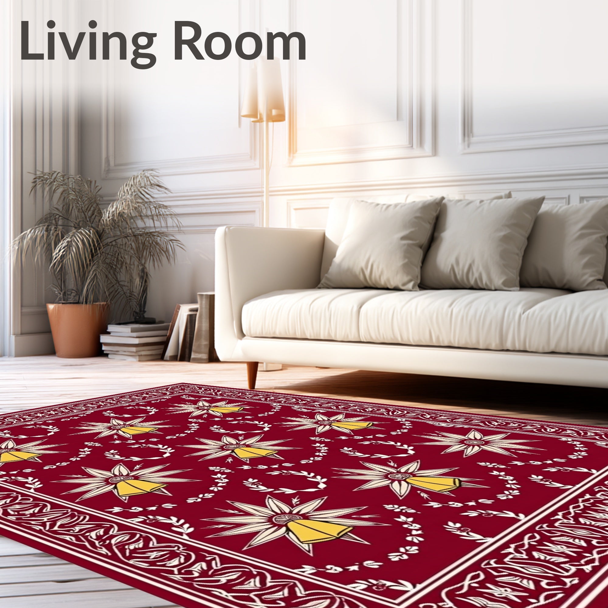 Deep Red Starburst Bell Laurel Rug