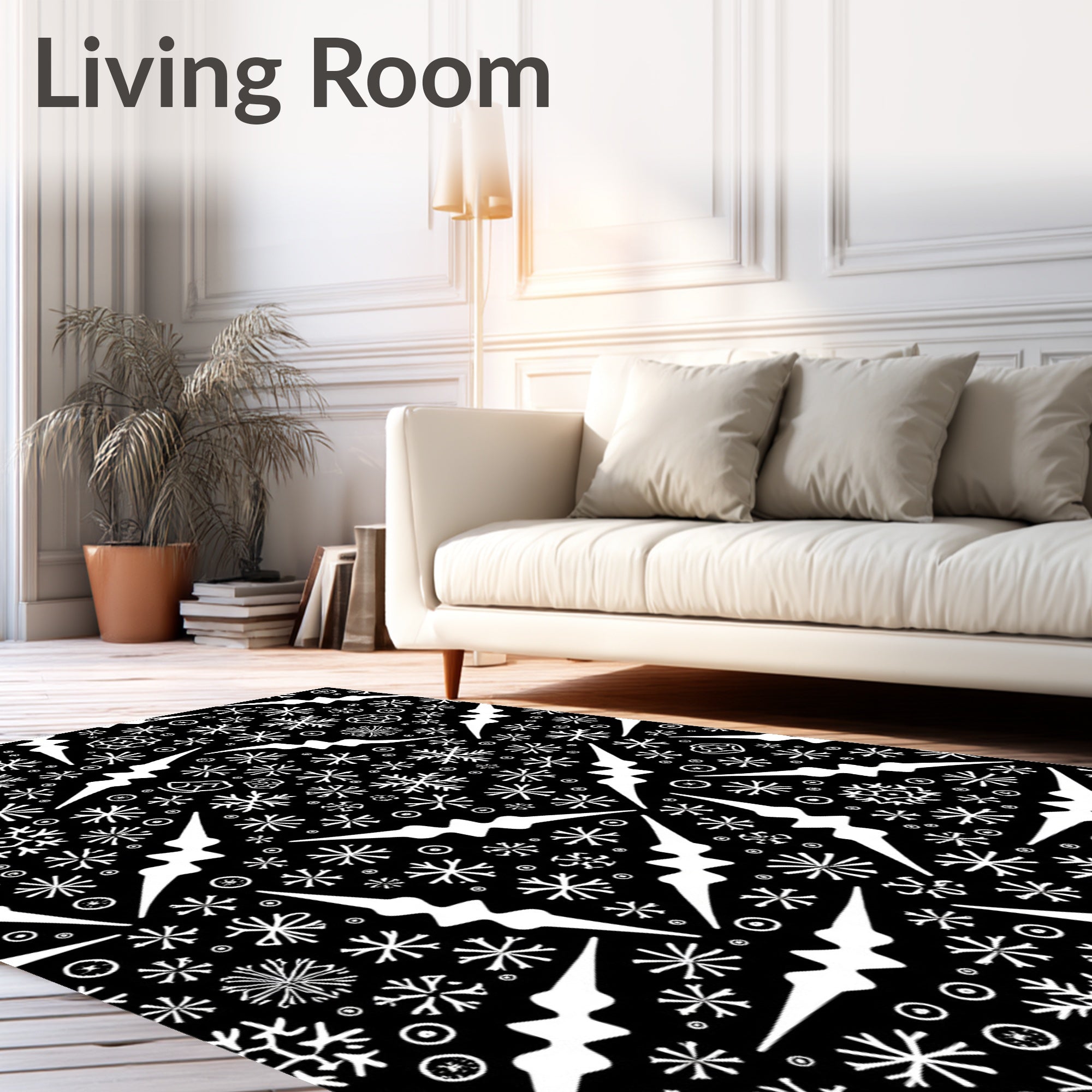 Winter White Snowflake Icicle Collage Rug