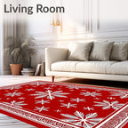 Red White Snowflake Winter Holiday Rug