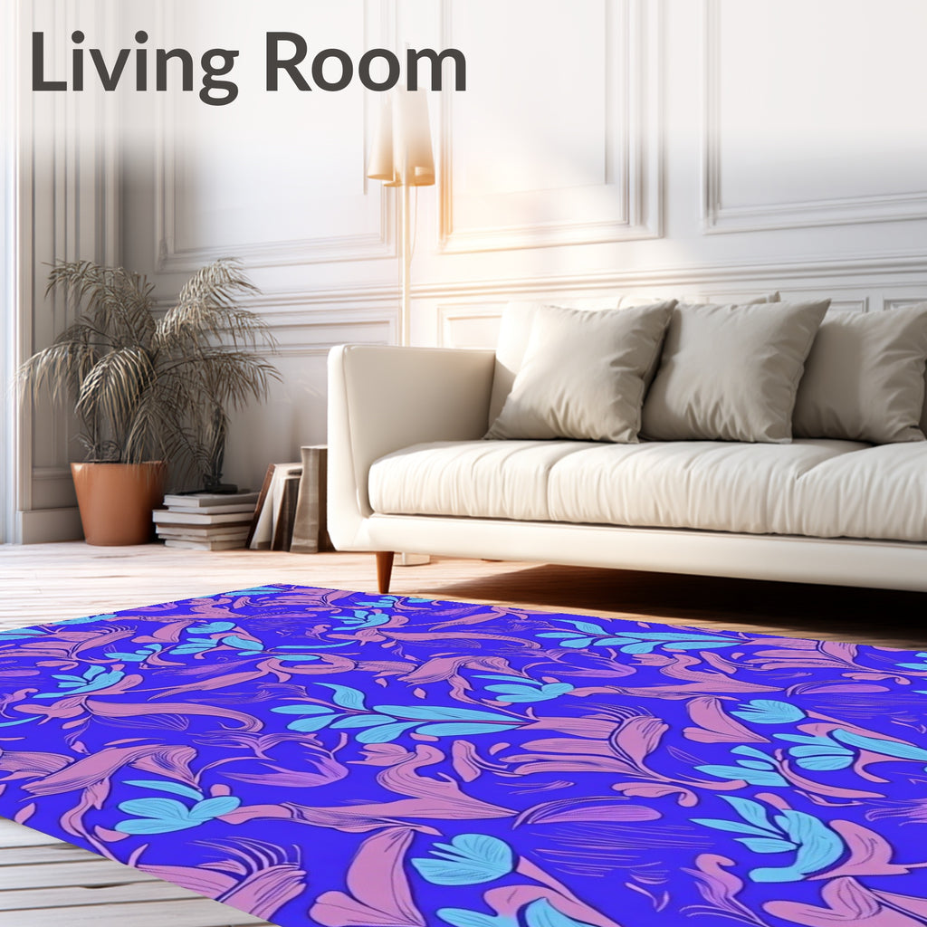 Vibrant Violet Floral Scroll Rug