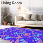Vibrant Violet Floral Scroll Rug