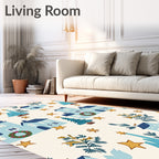 Winter Town Stars Trees Wreath Rug