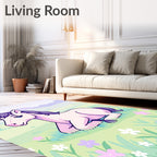 Whimsical Lavender Horse Meadow Flowers Rug
