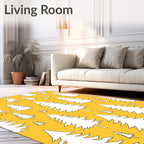 Whimsical Deer Forest Trees Yellow Rug