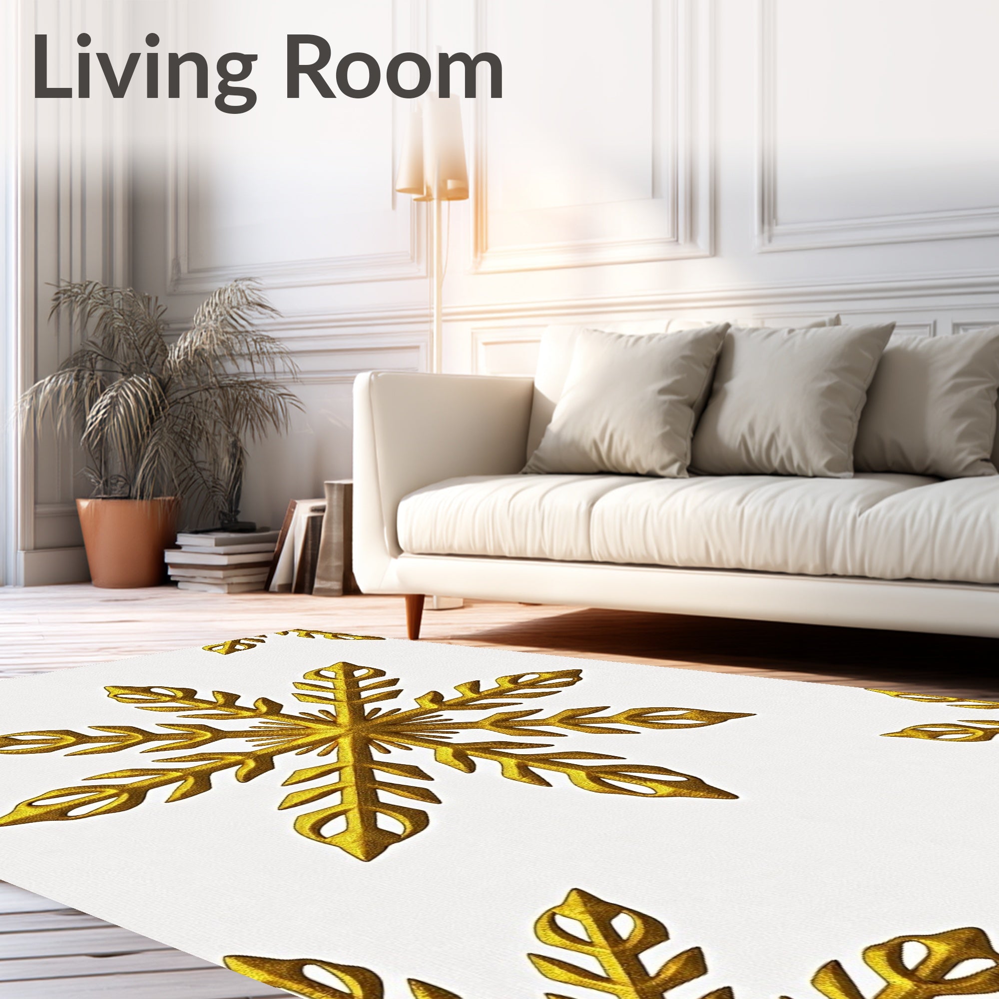 Golden Snowflake Corner Accent Rug