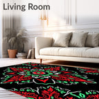 Vibrant Scarlet Jade Mandala Tile Rug