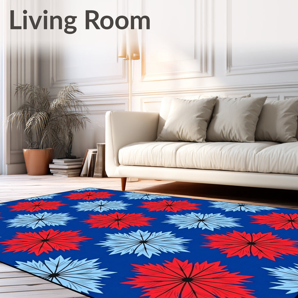 Crimson Azure Starburst Repeat Rug