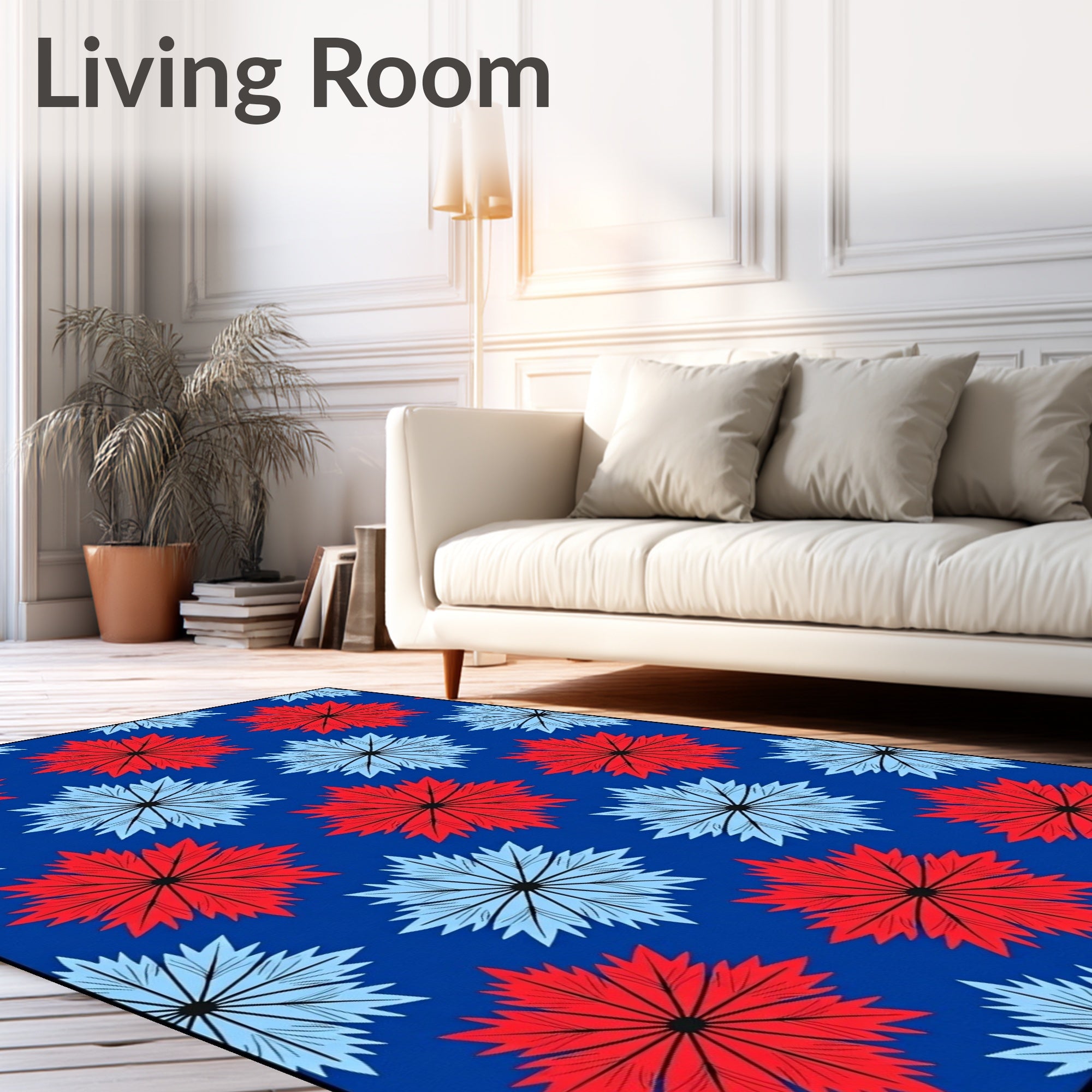 Crimson Azure Starburst Repeat Rug