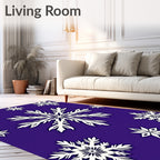White Snowflake Collection on Purple Background Rug