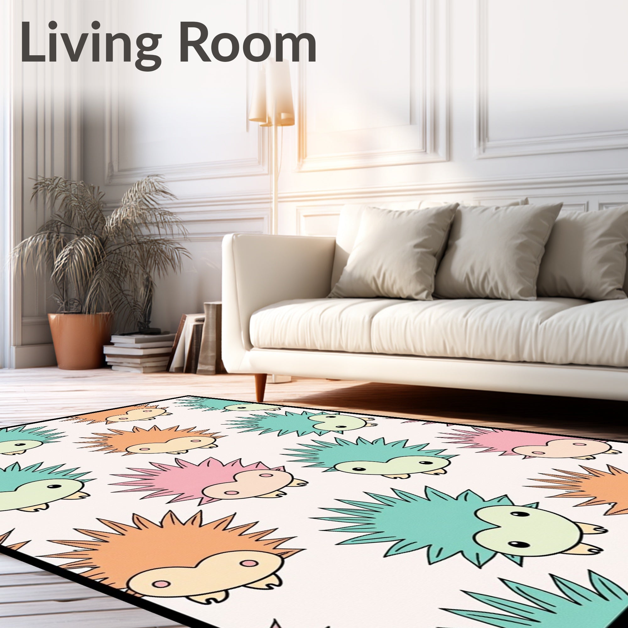 Whimsical Hedgehog Pastel Multi-Color Rug