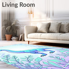 Blue Brontosaurus Surrounded by Foliage Rug