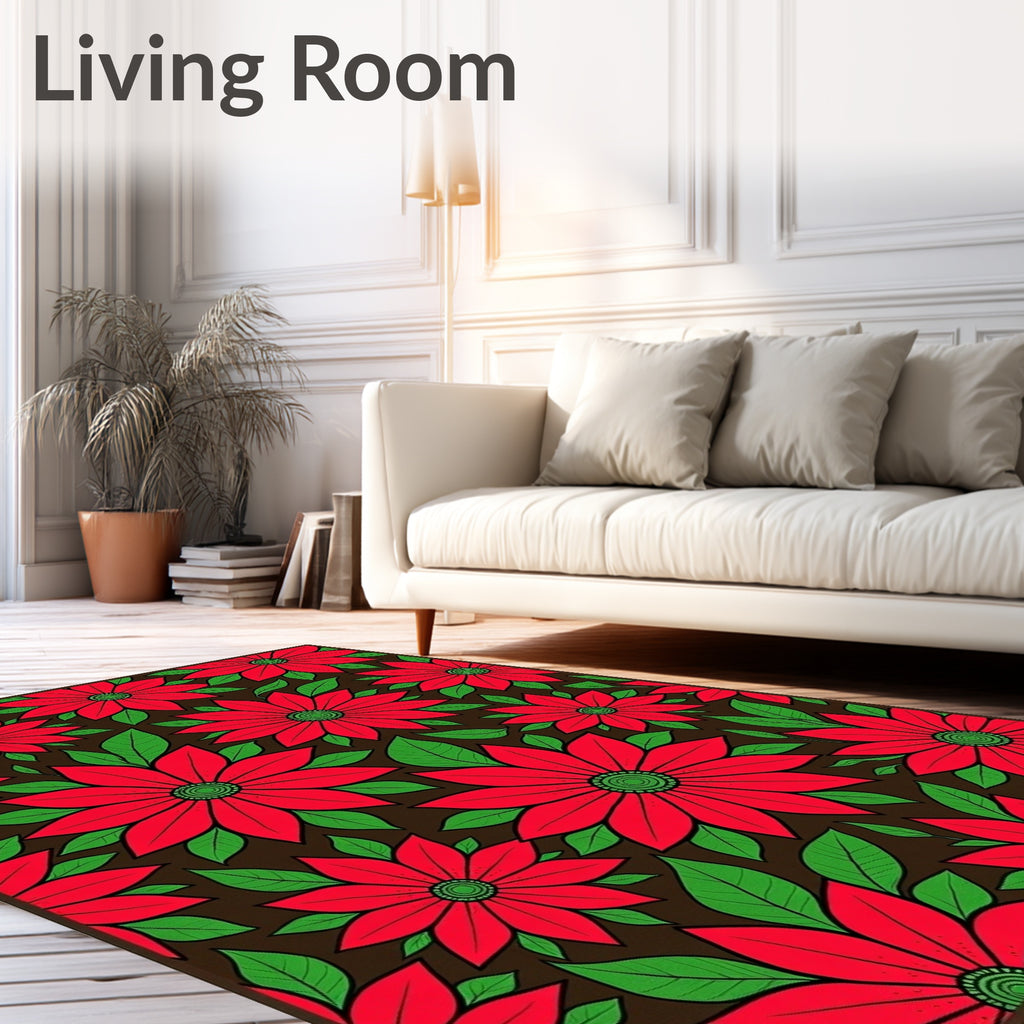 Bold Red Floral Garden Rug