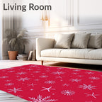 Red Snowflake Scatter Rug