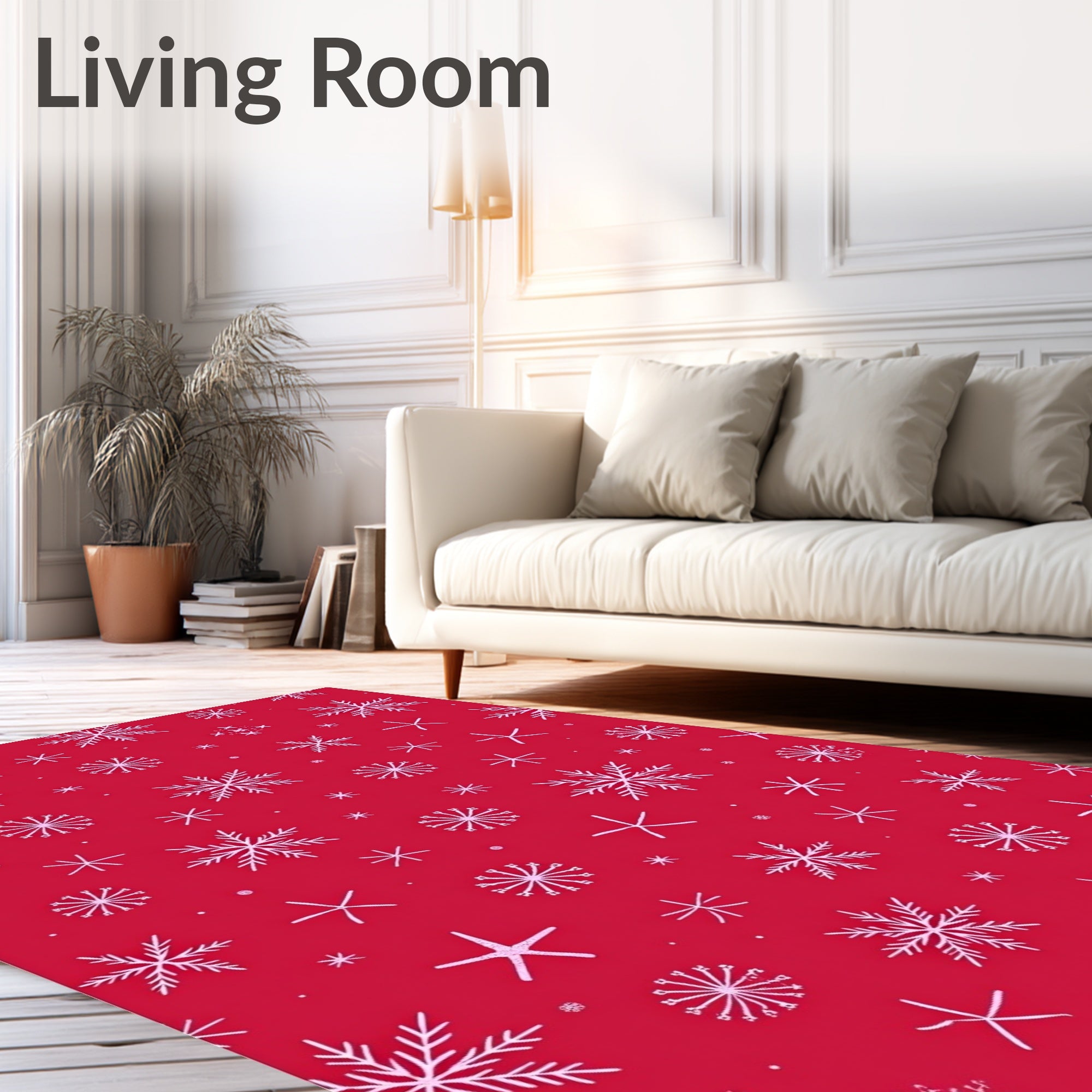 Red Snowflake Scatter Rug