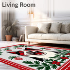 Happy Red Dog Whimsical Holly Sprigs Rug