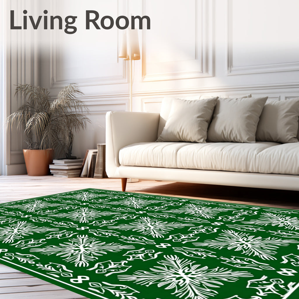 Elegant Emerald White Paisley Floral Rug