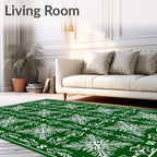 Elegant Emerald White Paisley Floral Rug