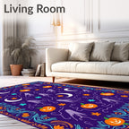 Whimsical Purple Halloween Pumpkin Ghost Rug