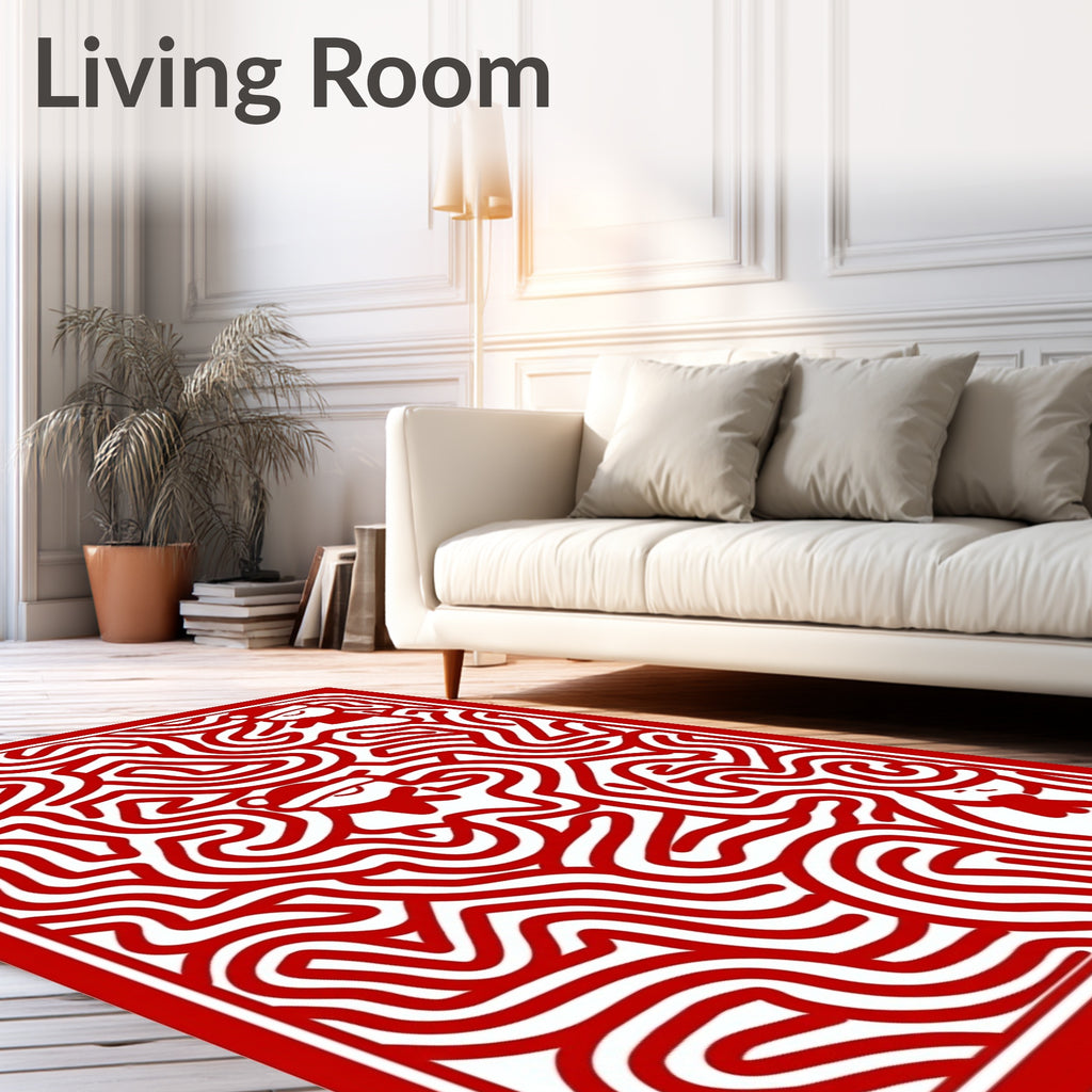 Crimson Santa Maze Characters Rug