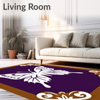 White Butterfly Brown Corner Purple Rug