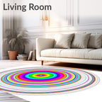 Vibrant Rainbow Concentric Circles Rug