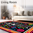 Vibrant Skeleton Floral Medallion Rug