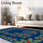 Midnight Blue Forest Cat Silhouette Rug