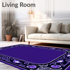 Elegant Deep Purple Floral Border Rug