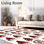 Brown Red Pine Floral Medallion Rug
