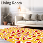 Red Bone Flower Scatter Rug