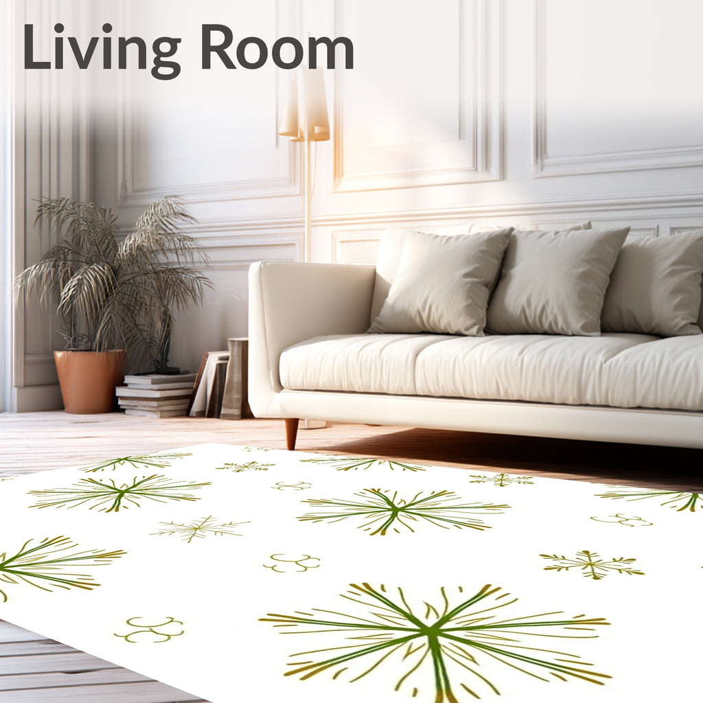 Elegant Green Snowflake Scatter Rug
