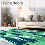 Deep Forest Evergreen Spruce Silhouette Rug