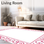 Pink Floral Swirl Border Rug