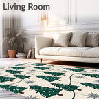 Cream Emerald Pine Snowflake Garland Rug