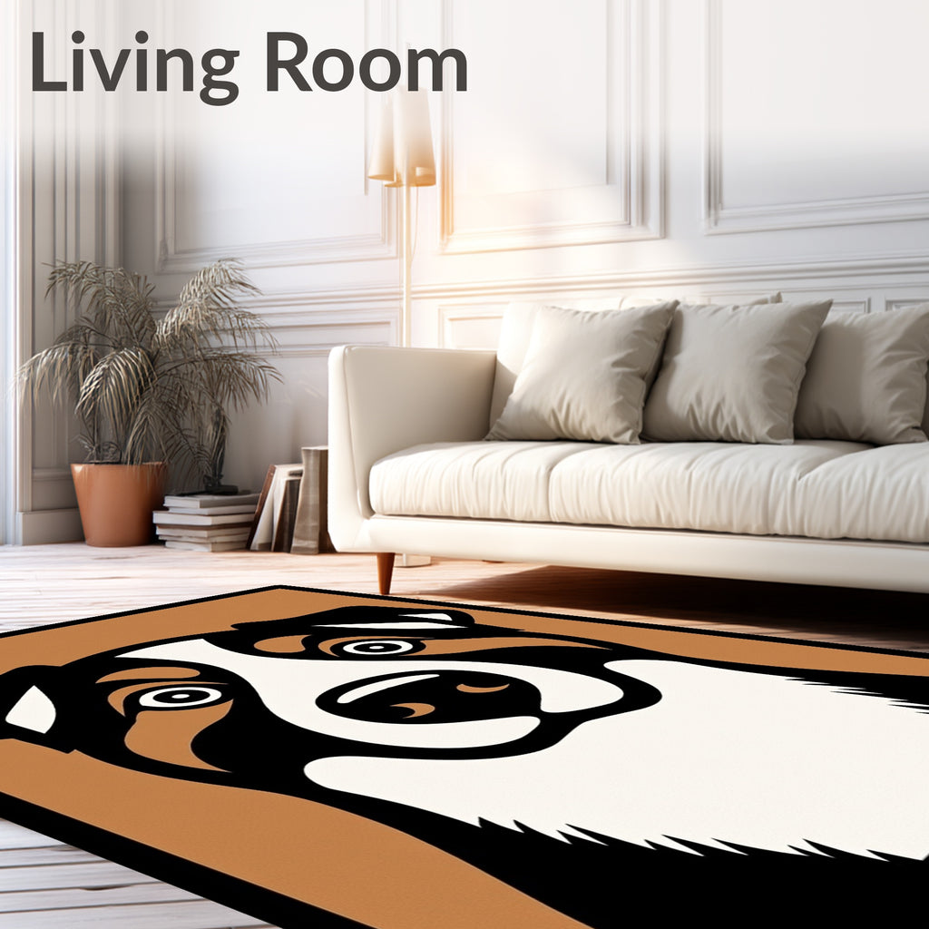 Bold Black Brown Dog Face Rug