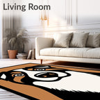 Bold Black Brown Dog Face Rug