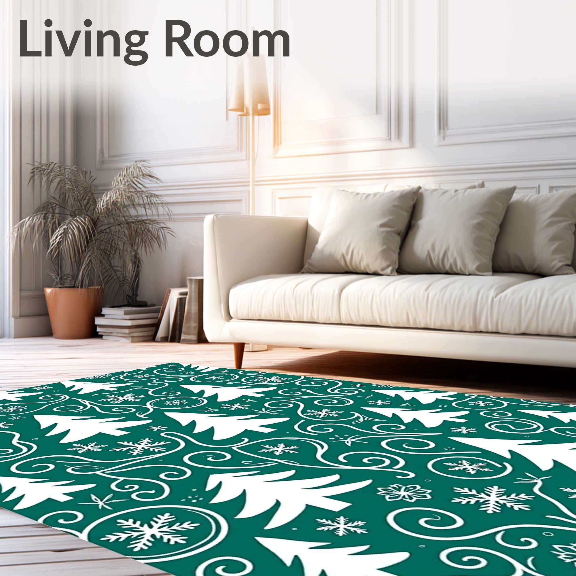 White Pine Snowflake Swirl Emerald Rug