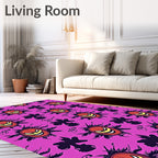 Spooky Orange Pumpkin Grin Halloween Rug
