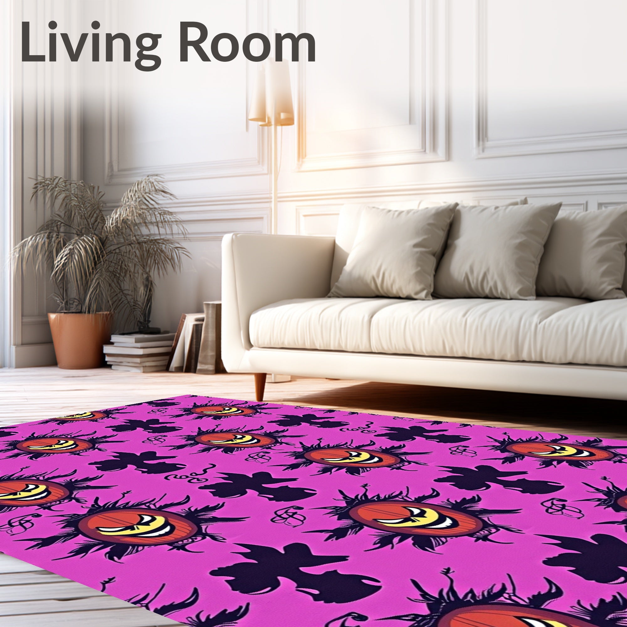 Spooky Orange Pumpkin Grin Halloween Rug