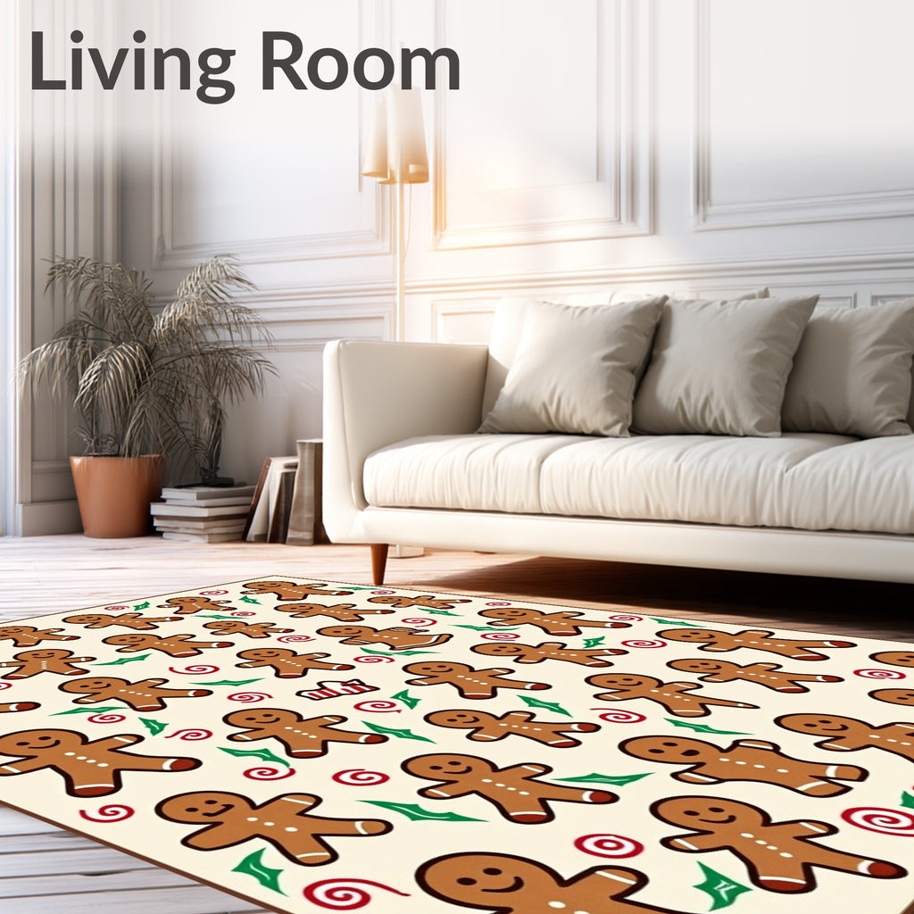 Happy Gingerbread Man Christmas Garland Rug