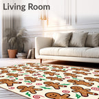 Happy Gingerbread Man Christmas Garland Rug