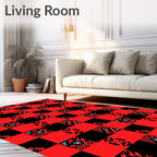 Bold Red Geometric Digital Grid Rug