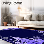 Winter Snowflakes Purple Trees Border Rug