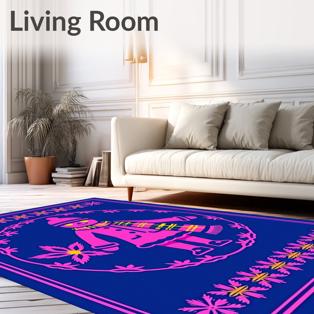 Pink Winter Folk Art Figure Rug