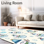 Charming Snowman Winter Snowflakes Rug