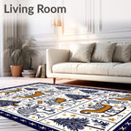 Whimsical Skeleton Sleigh Ride Navy Rug