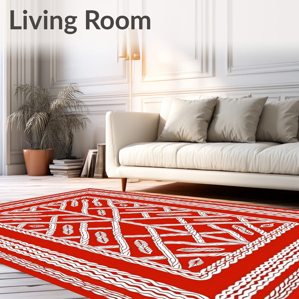 Crimson Woven Branch Lattice Rectangular Rug
