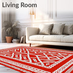 Crimson Woven Branch Lattice Rectangular Rug